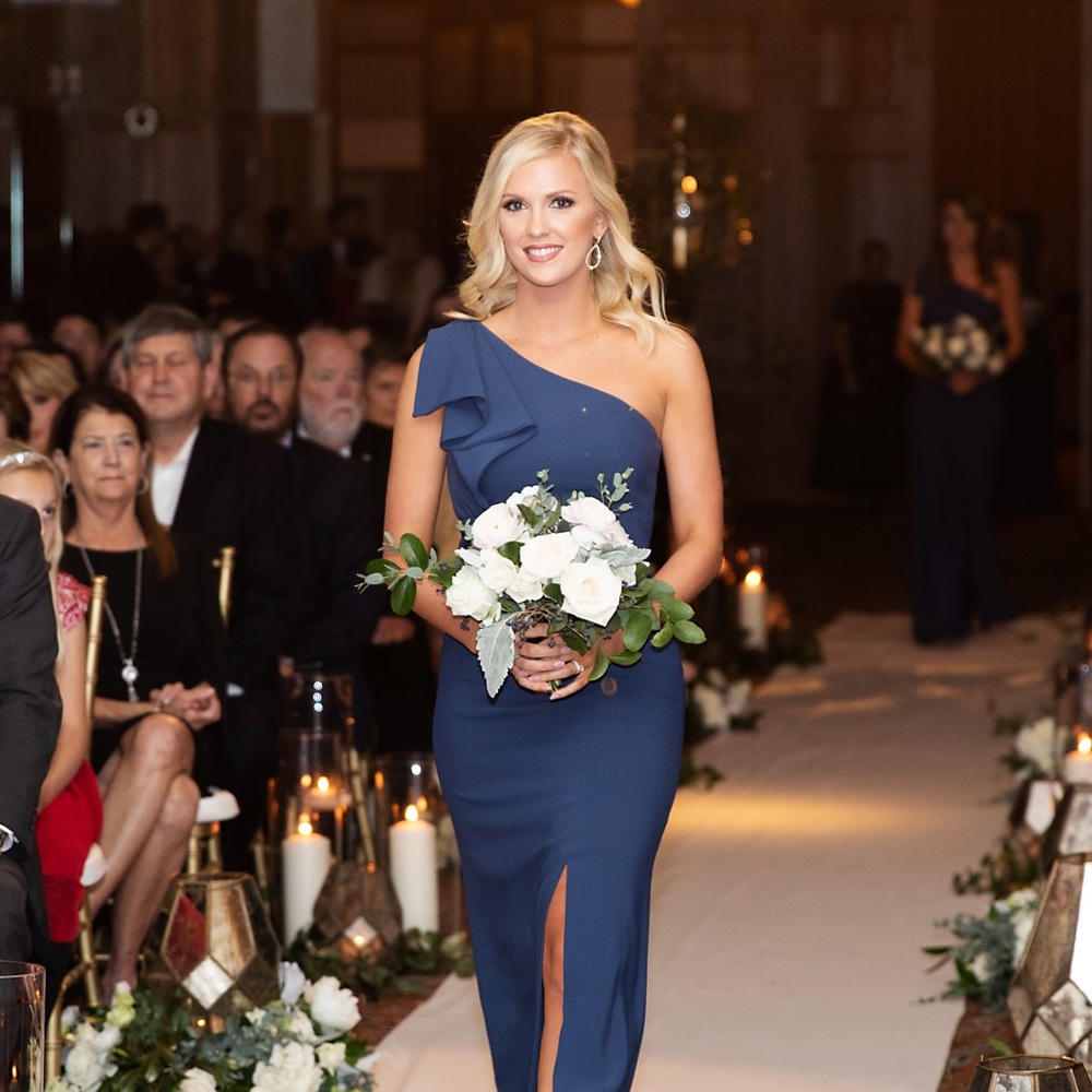 After six formal navy blue dress